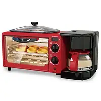 Настольная Электрическая электропечь духовка для завтраков с кофеваркой и сковородой Haeger HG-5308 3в1