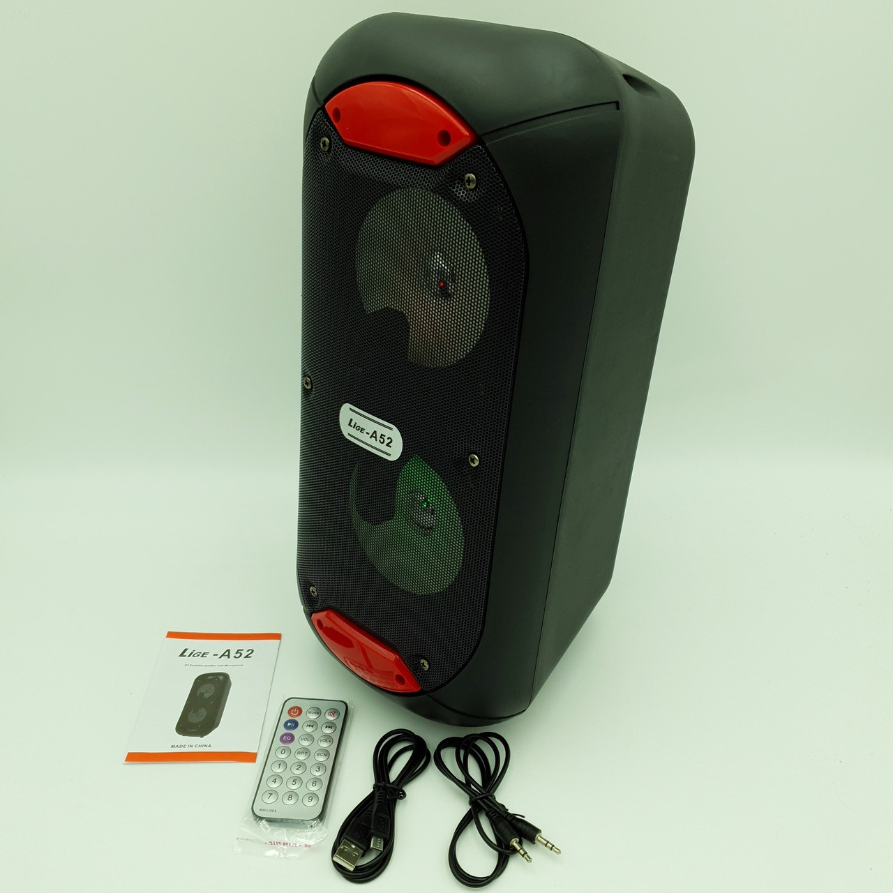 Акустична система акумуляторна бездротова Bluetooth колонка 2*5" радіо USB FM 10 Вт Lige A52