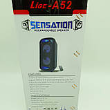 Акустична система акумуляторна бездротова Bluetooth колонка 2*5" радіо USB FM 10 Вт Lige A52, фото 8
