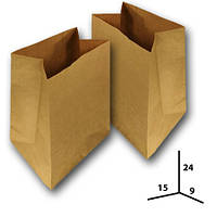 Пакет паперовий з дном без ручок коричневий 24х15х9 №11 25 шт/уп.