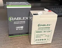 Зовнішній акумулятор батарея 6V/4.5AH/20HR Rablex для електронних ваг, ліхтарів, приладів
