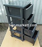 Комод пластиковий тумбочка на 4 ящики ротанг граніт антрацит тнмно - сірий, фото 3