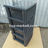 Комод пластиковий тумбочка на 4 ящики ротанг граніт антрацит тнмно - сірий, фото 7