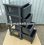 Комод пластиковий тумбочка на 4 ящики ротанг граніт антрацит тнмно - сірий, фото 5