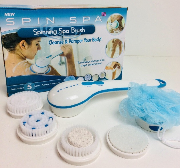 Електрична масажна щітка для тіла SPIN SPA 5в1 на батарейках 3 АА ART-3427, фото 1