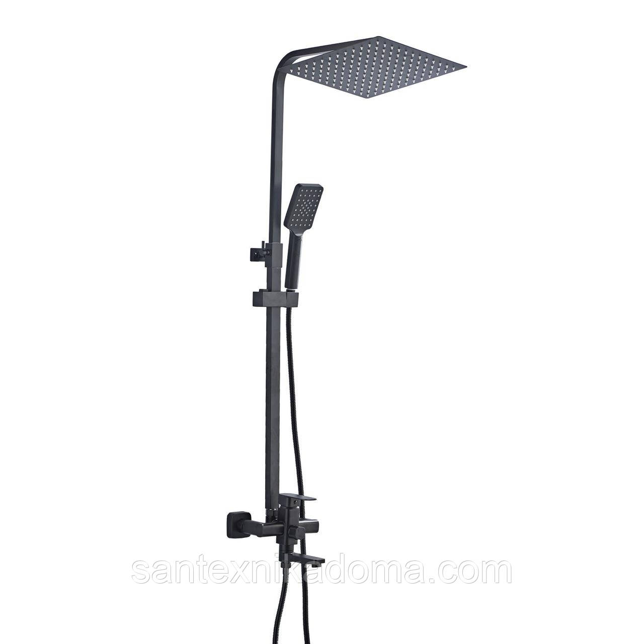 Душова система Globus Lux MILANO VAN-GLM-0026-10-BB лійка тропік 21.5*21.5см змішувач з виливом латунь