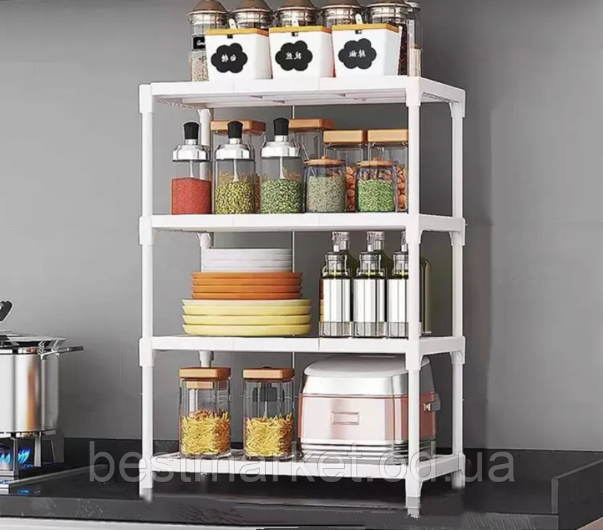 Полиця-стелаж для ванної та кухні Multifunctional storage rack 2149 чорна та біла