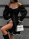 Сукня жіноча чорна з білим мережевом, фото 3