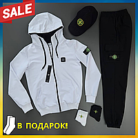 Спортивний костюм чоловічий весна-осінь білий Спортивні костюми Stone Island з патчем Спорт костюм стильний