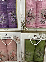 Подарочный набор из 2х полотенец/полотенца в коробке/качественные турецкие полотенца баня+лицо