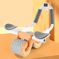 Домашній тренажер ролик для м'язів преса та тіла Supretto колесо ролик з тримачем смартфона та таймером