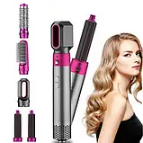Багатофункційний фен стайлер HAIR BRUSH Styler з насадками для укладання волосся 5 в 1 надання об'єму, фото 5