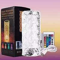 Нічник лампа RGB настільна Rose Diamond Table Lamp 8962 світильник Кристал з USB-зарядкою і пультом