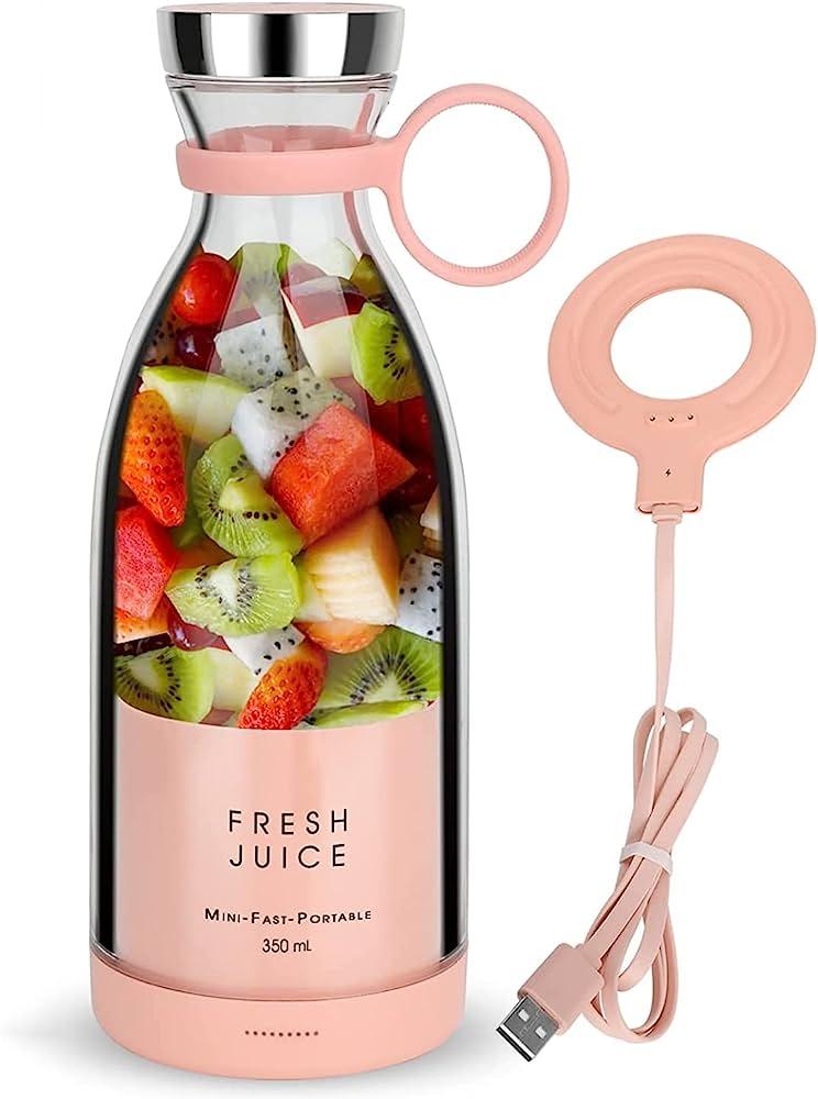 Портативний бездротовий міні блендер для смузі Prime Sport FRESH JUICE - 350 мл, рожевий