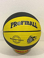 Мяч баскетбольный EV 3402 размер7, резина, 12 панелей, 600г, жёлто-чёрный, в пакете