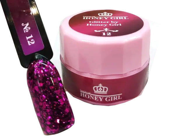 Гліттер-гель для дизайну Honey Girl №12 з великими блискітками, фото 1
