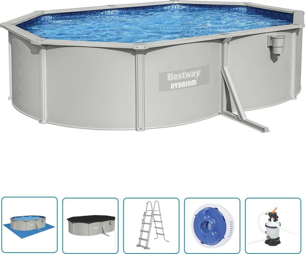 Басейн каркасний овальний Bestway Hydrium з аксесуарами, 500 x 360 x 120 см, світло-сірий, фото 1