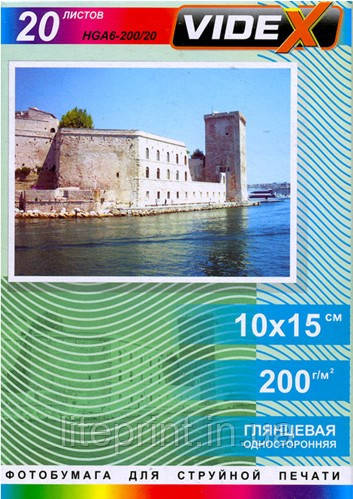 Videx Фотопапір HGA6 200/20 Глянсовий односторонній 10x15 20 аркушів
