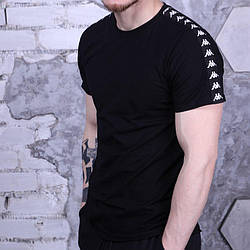 Чоловіча спортивна футболка Kappa з лампасами чорна Каппа