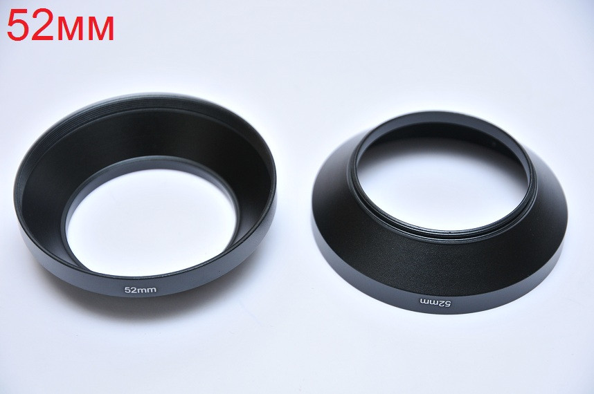 52 мм Бленда Метал Конусна Ширококутна універсальна для об'єктивів Nikon Canon Sony Fuji Olympus Pentax, фото 1