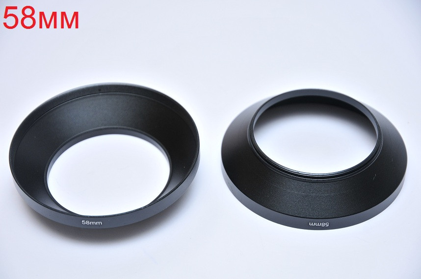 58 мм Бленда Метал Конусна Ширококутна універсальна для об'єктивів Nikon Canon Sony Fuji Olympus Pentax, фото 1