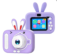 Детская фотокамера с функцией видео, Фотокамера для детей с играми X900 Rabbit фиолетовый TRA