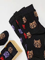 Набір чоловічих шкарпеток 3 пари 40-45р, Демісезон, Чорні в подарунковій коробці