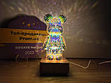 3D настільна лампа нічник Bearbrick Ведмедик RGB Феєрверк скляний світильник Кристал Led usb Crystal, фото 9