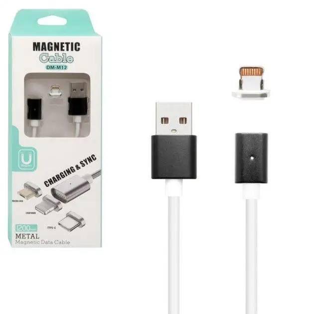 Кабель USB/Apple Lightning 1 м DM-M12 магнітний 2 А білий, фото 1