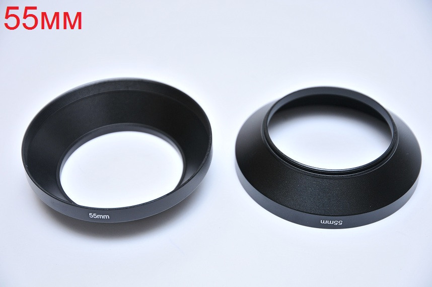 55 мм Бленда Метал Конусна Ширококутна універсальна для об'єктивів Nikon Canon Sony Fuji Olympus Pentax