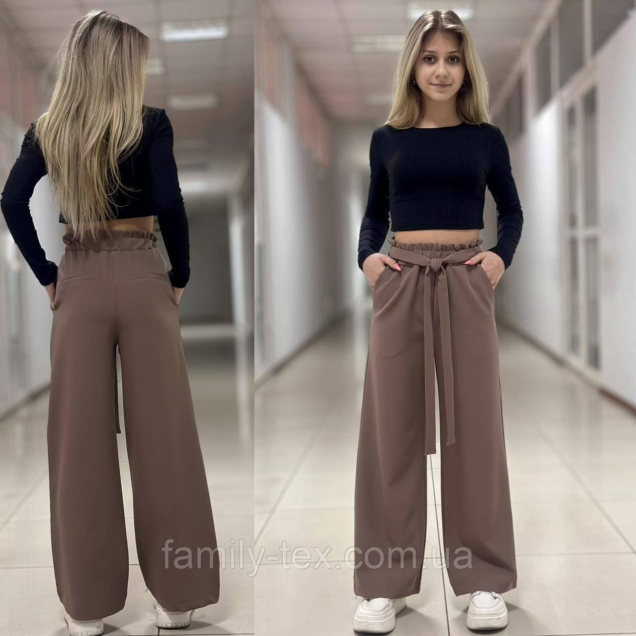 Штани-палацо для дівчинки, моко, р-ри 34-42 на зріст 134-160 + ВІДЕООГЛЯД!, фото 1