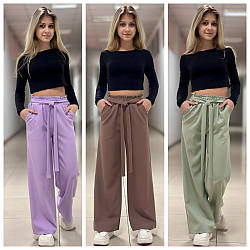 Штани-палацо для дівчинки, моко, р-ри 34-42 на зріст 134-160 + ВІДЕООГЛЯД!