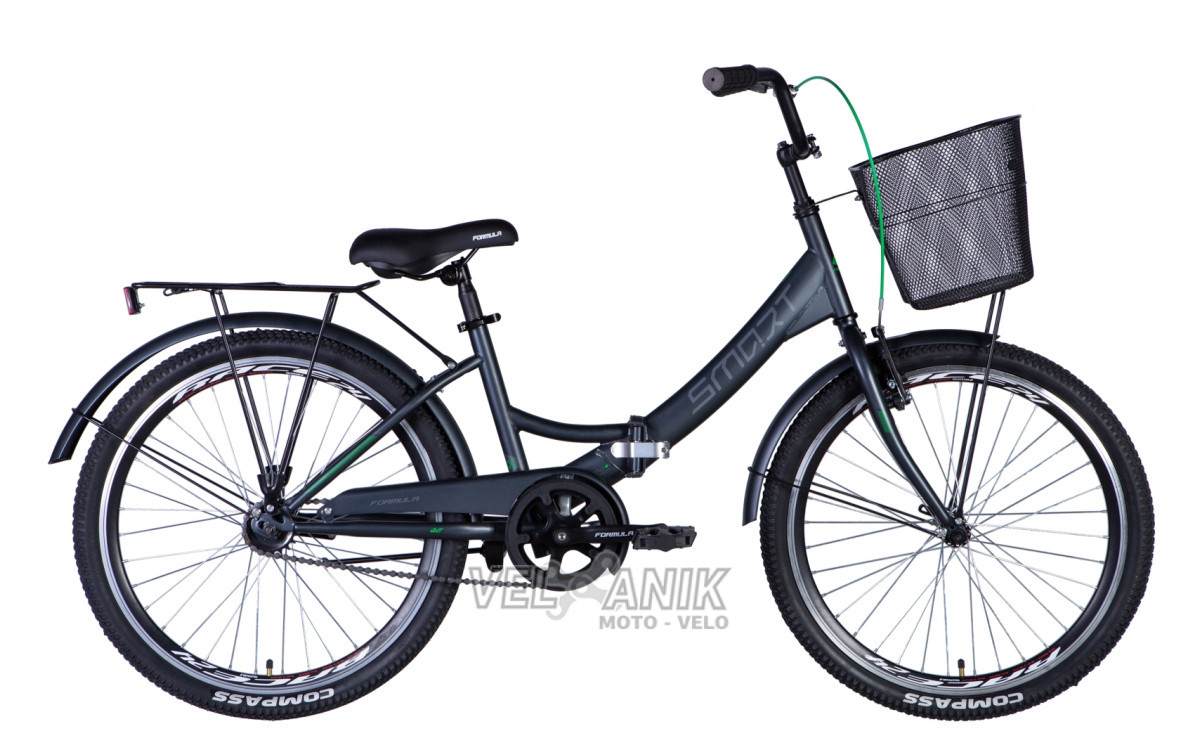 Велосипед 24" Formula SMART Vbr St (рама 15") з багажником та кошиком чорний мат