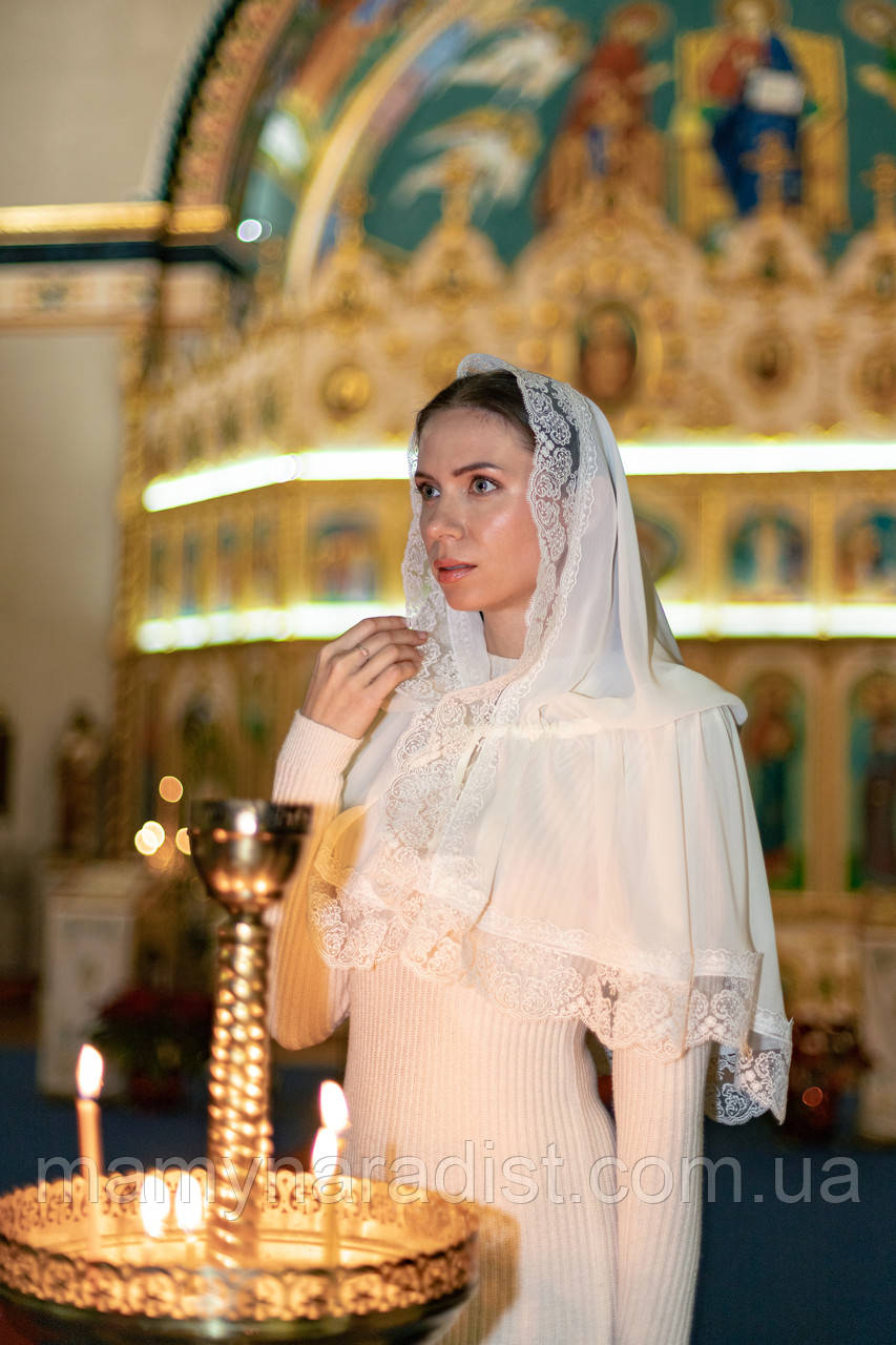 Палантин у церкву на хрещення, вінчання, хустина в церкву