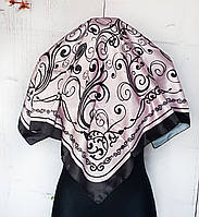 Платок модный женский шелковый Офелия пудра вензель