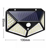 Світлодіодний вуличний світильник із датчиком руху на сонячній батареї. 100 світлодіодів, фото 2