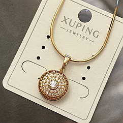 Кольє Греція з розсипом білих фіанітів, ланцюжок снейк 45 см