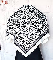 Платок модный женский шелковый Офелия белый вензель
