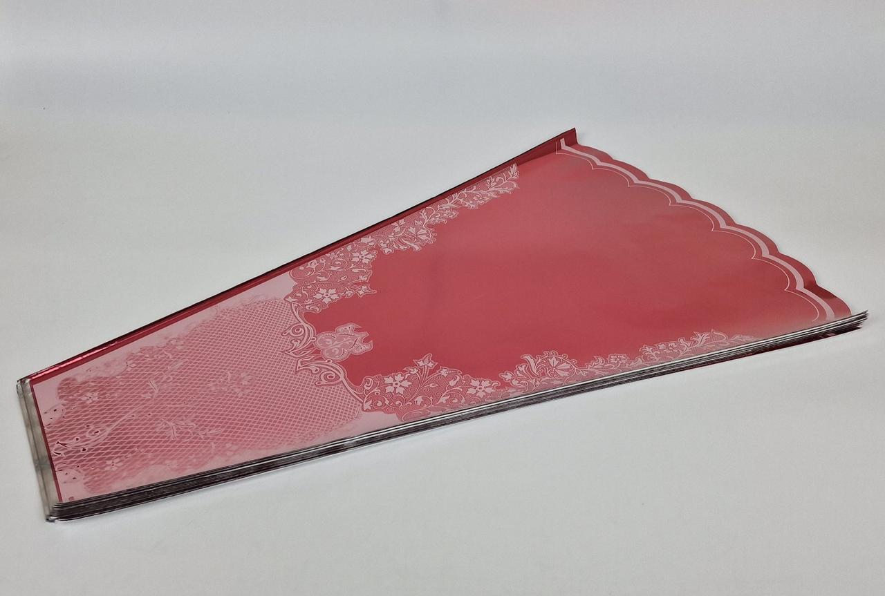 Конусне паковання під квіти h70/15низ/45верх метал червоний (100 шт.) візерунок136 (8) (100 шт.), фото 1