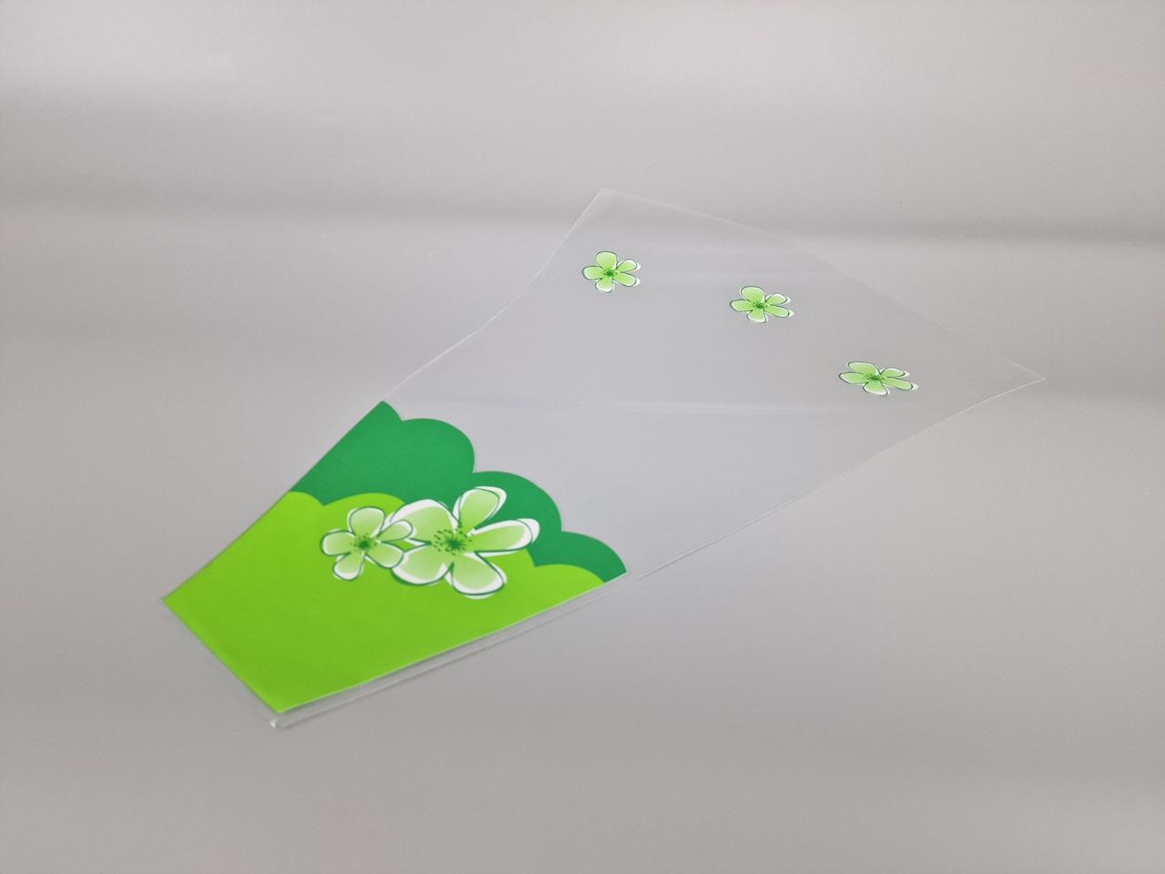 Упаковка конус під квіти h50/10низ/40верх" Ромашки"(100 шт) салатовий 152 (2) (100 шт), фото 1