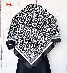 Хустка модна жіноча шовкова Офелія чорна вензель