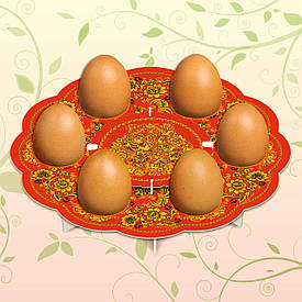 Декоративна підставка для яєць No6 "Хохлома" (6 яєць) тарілка (1 шт.)