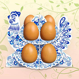 Декоративная подставка для яиц №8.1 "Петушок-гжель" (8 яиц)  (1 шт)