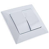 Вимикач Quantum BEATA двоклавішний білий, 1шт/уп, фото 2