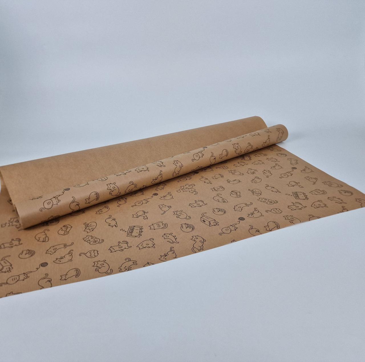Рулон 8 м папір подарунковий з друком (38) для квітів (h680) Крафт No3 (1 шт.), фото 1