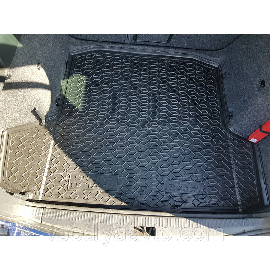 Килимок в багажник SKODA Octavia A7 з 2013 р. універсал "з вухами" (Avto-gumm) пластік+гума, фото 1