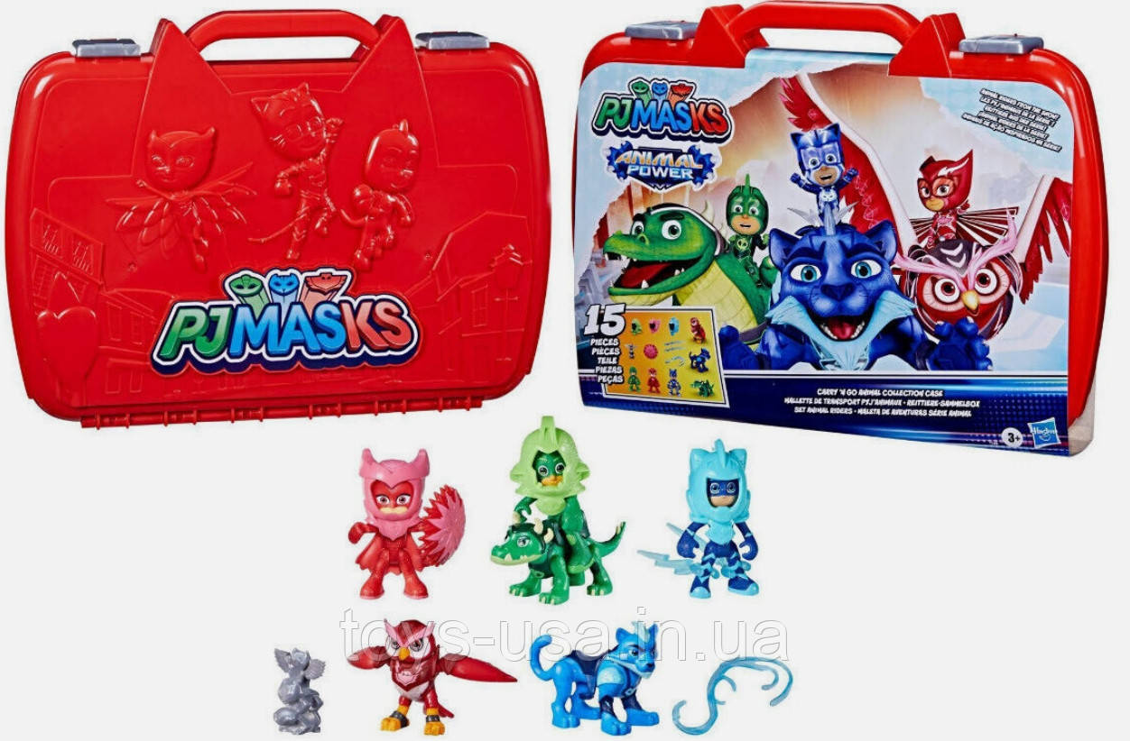 Ігровий набір Герої у масках 6 фігурок з аксесуарами в кейсі PJ Masks Carry n'Go Animal Collection Case Hasbro