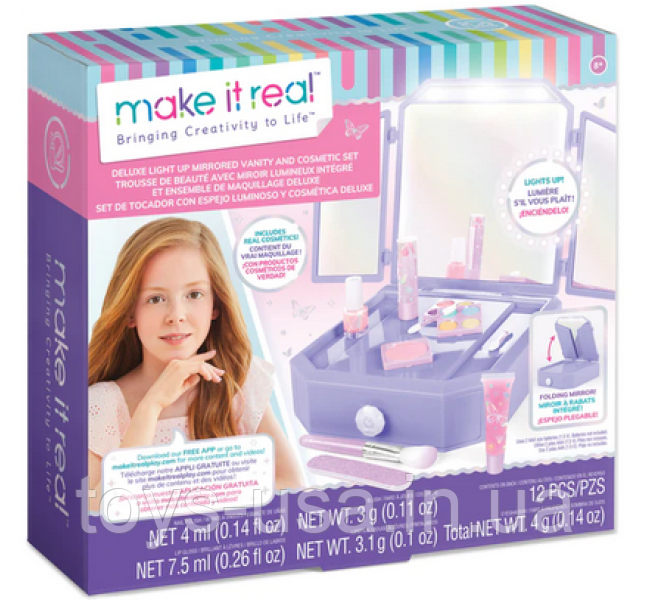 Набір дитячої косметики настільний туалетний столик Make It Real Deluxe Light Up Mirrored Vanity and Cosmetic