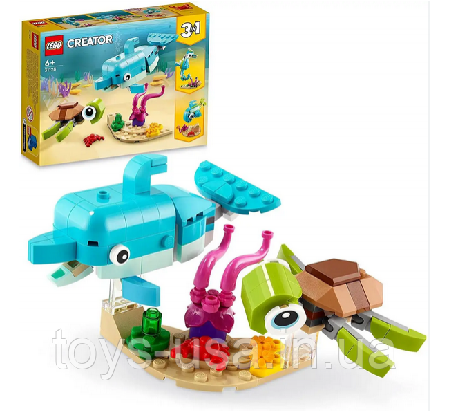 Конструктор  Лего Lego Creator 31128 Dolphin and Turtle Дельфін та черепаха 137 деталей