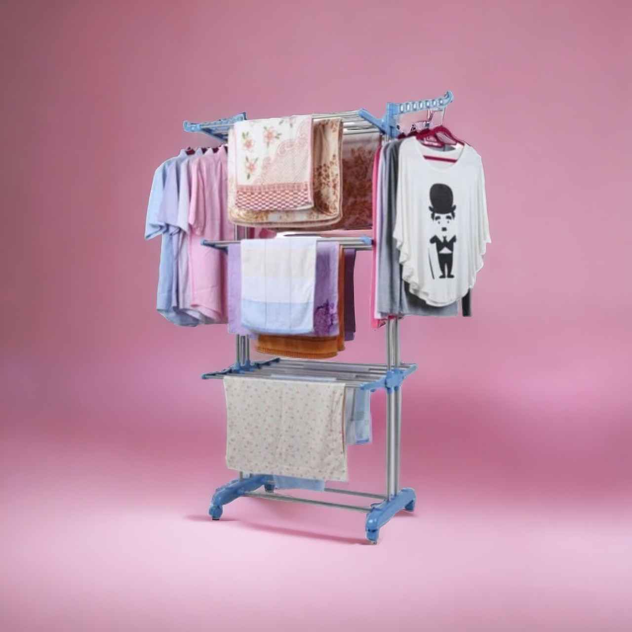 Сушарка для білизни Вертикальна Garment rack Багатоярусне Універсальне сушіння для одягу на коліщатках